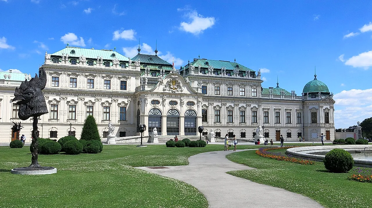 The Upper Belvedere and the palace garden on a sunny day